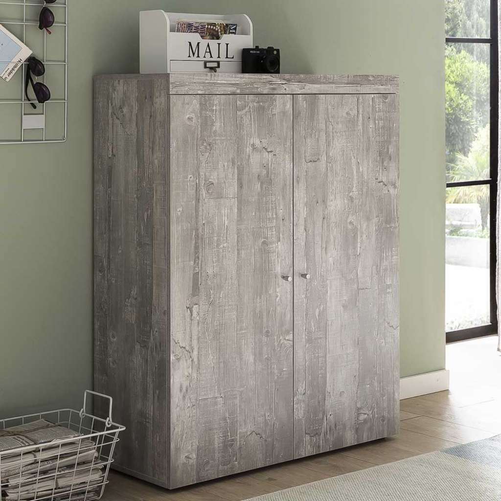 Garderobenschuhschrank in Beton Grau 80 cm breit