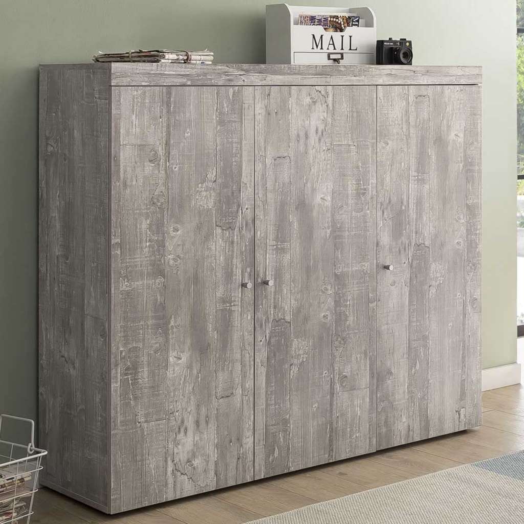 Schuh Schrank in Beton Grau 3-türig