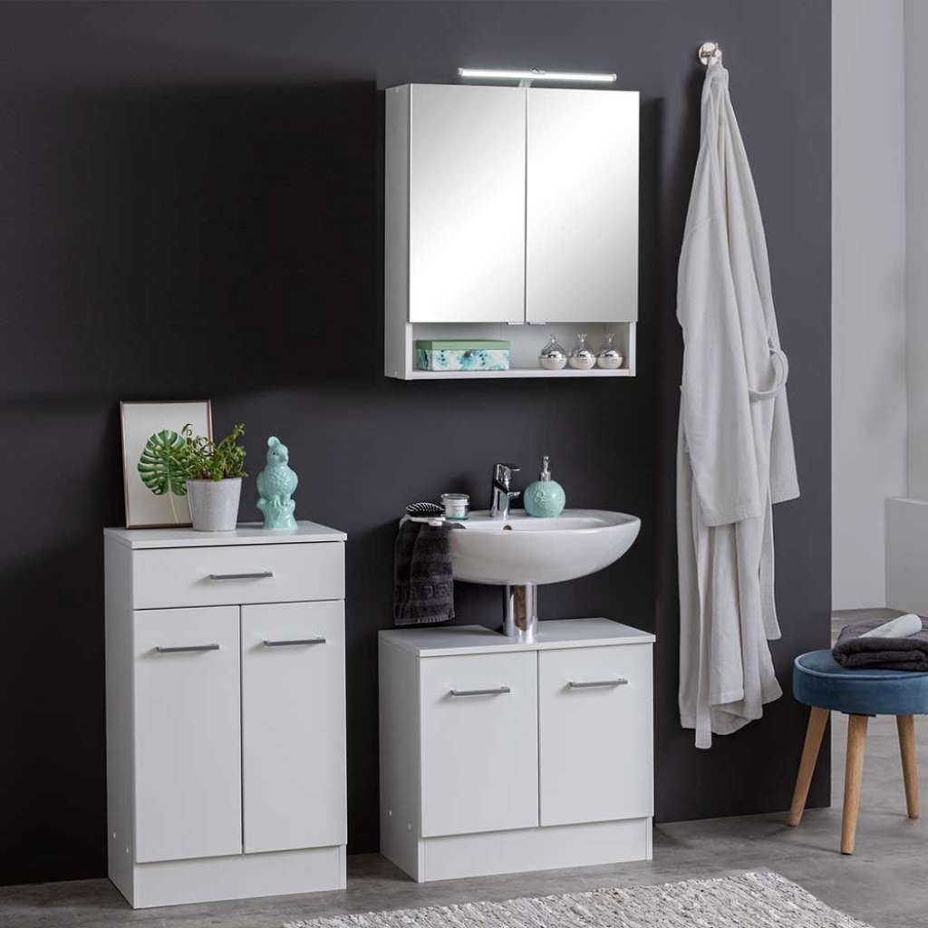 Badezimmermöbel Set in Weiß 110 cm breit (3-teilig)