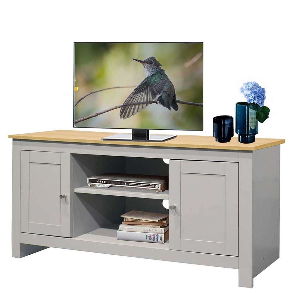 TV Schrank in Grau und Eiche Optik Landhausstil