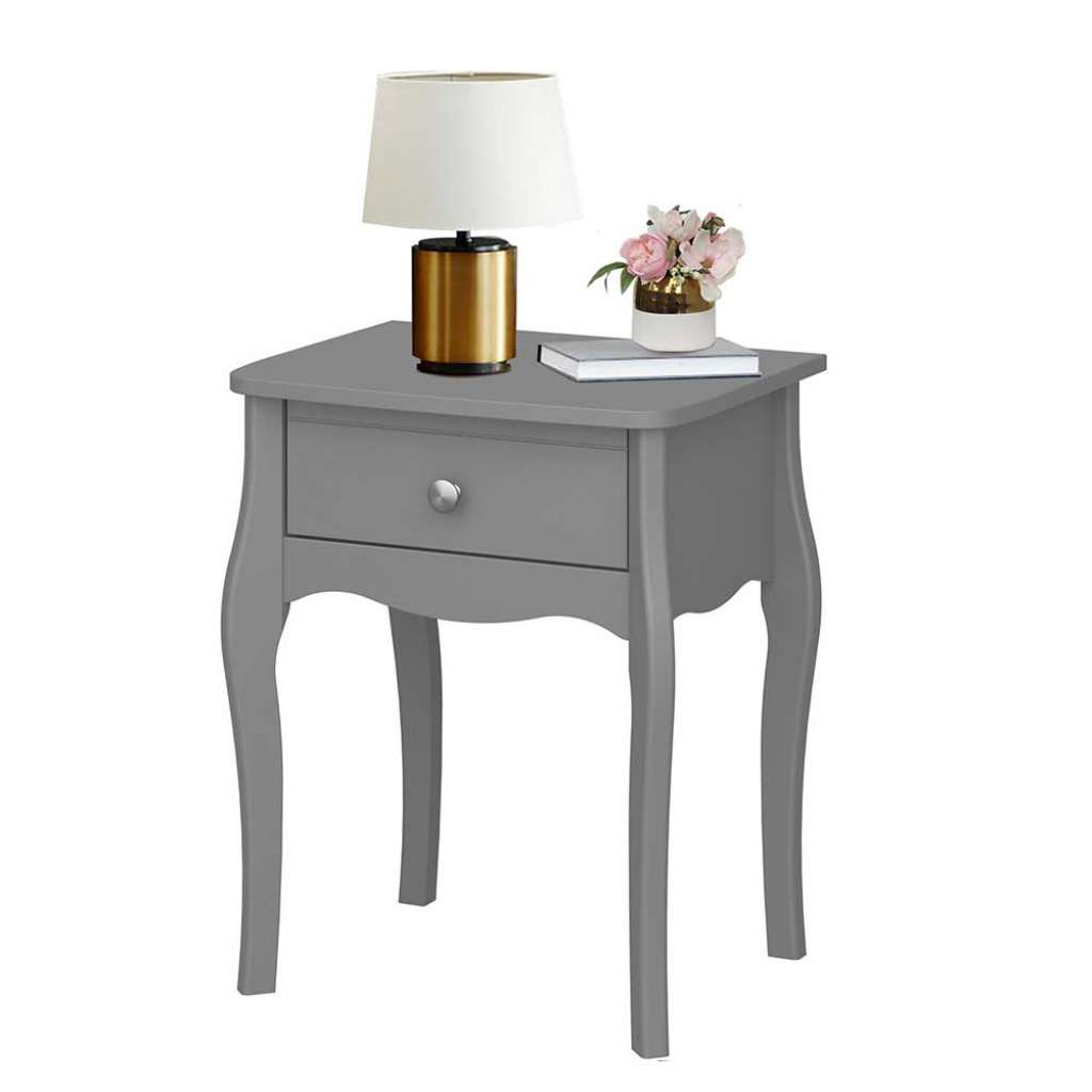 Barock Design Nachtkommode in Grau einer Schublade