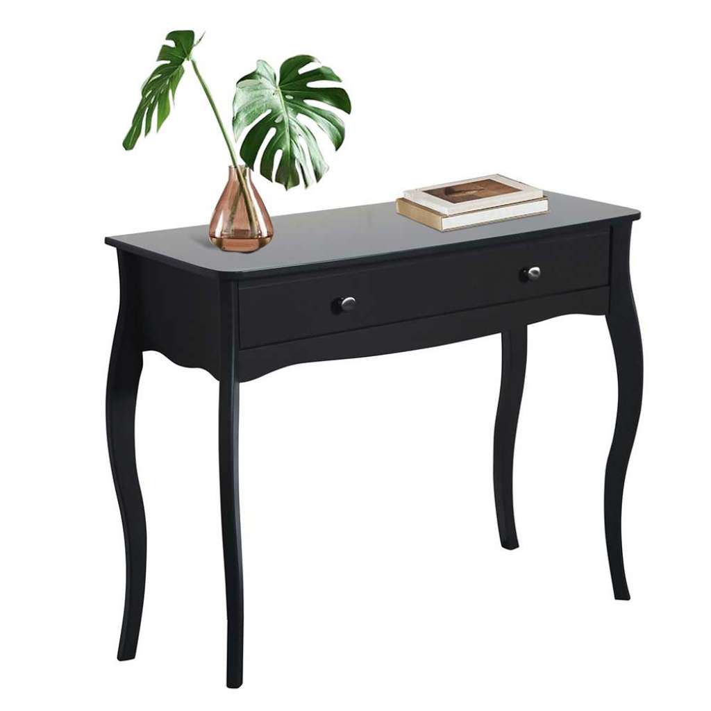 Barock Konsolentisch in Schwarz einer Schublade