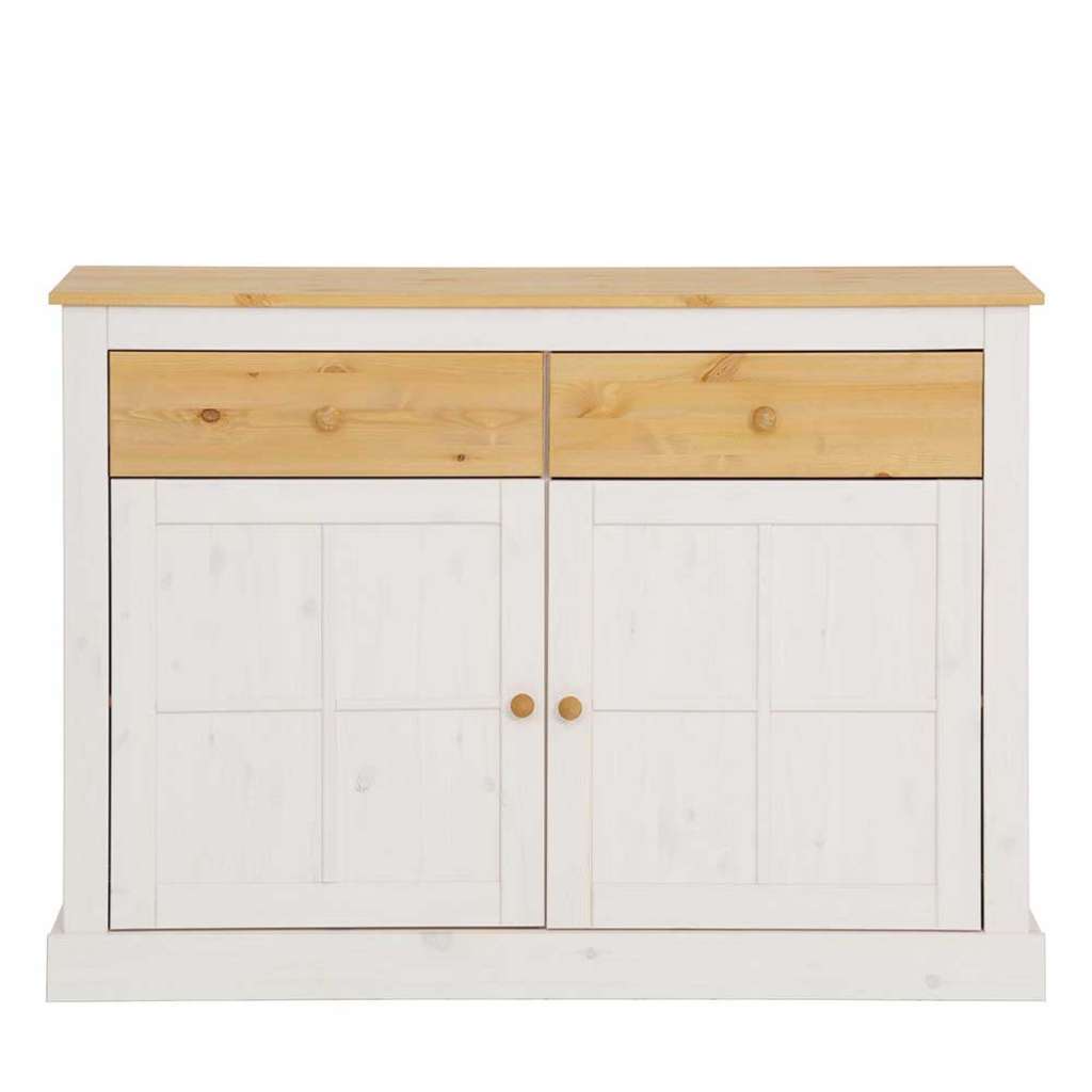 Landhaus Kommode in Weiß Kiefer massiv 120 cm breit