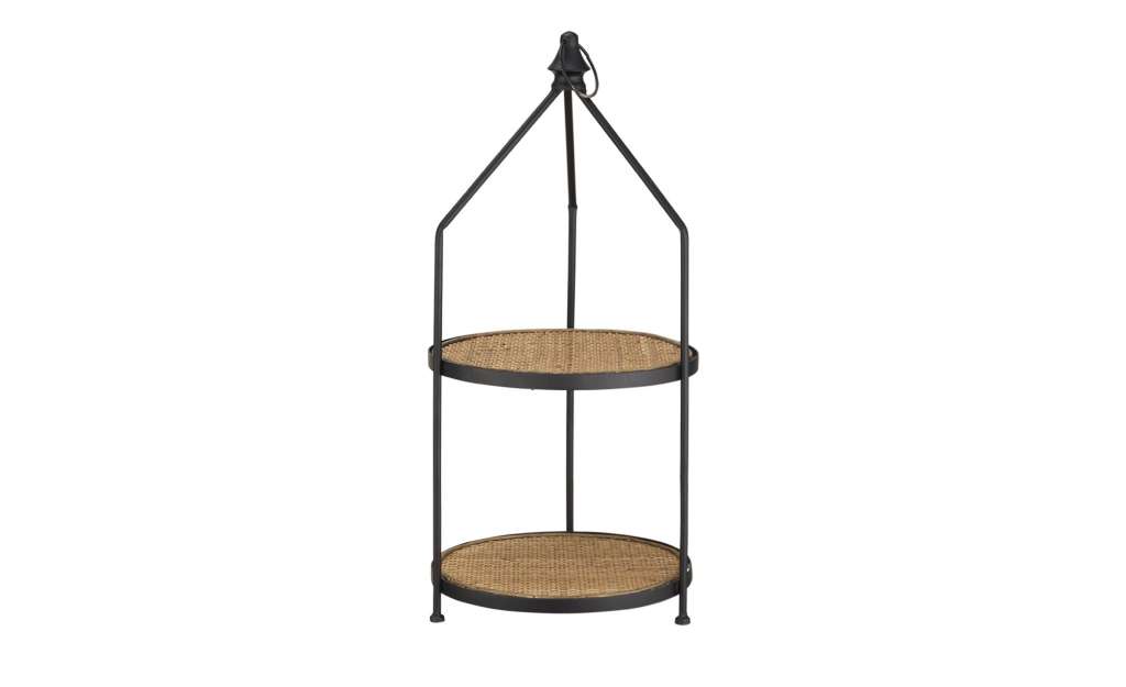 Etagere, 2-stufig ¦ holzfarben ¦ Eisen, Rattan ¦ Maße (cm): H: 66 Ø: 29 Geschirr > Etageren - Höffner