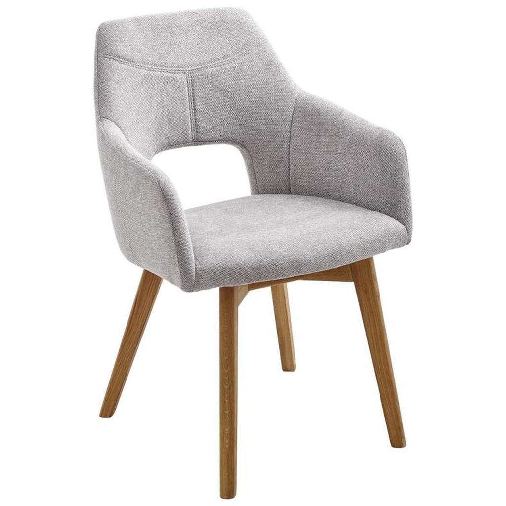 ARMLEHNSTUHL Wildeiche massiv Grau, Eichefarben