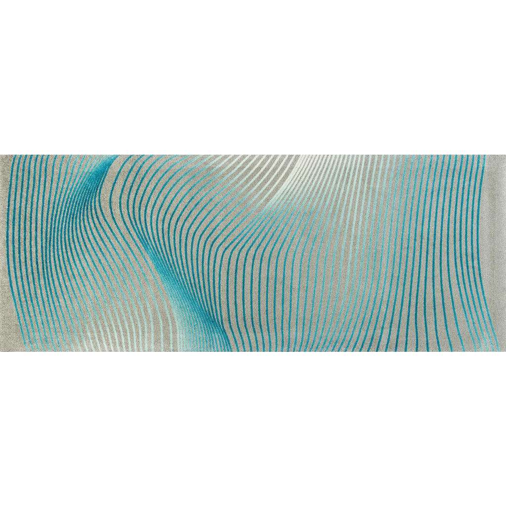 FUßMATTE 80/200 cm Graphik Türkis, Hellgrau