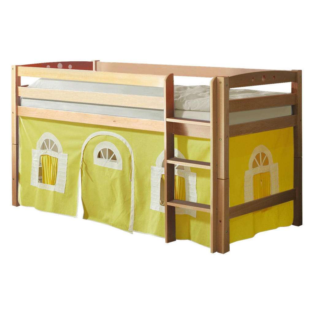 HOCHBETT Buche massiv 90/200 cm Gelb, Weiß Naturfarben