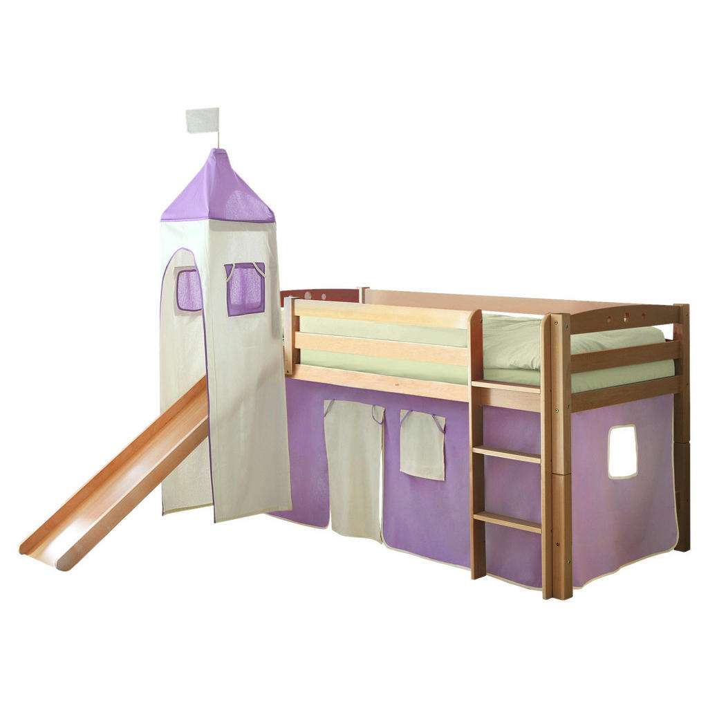 SPIELBETT Buche massiv 90/200 cm Lila, Naturfarben, Beige