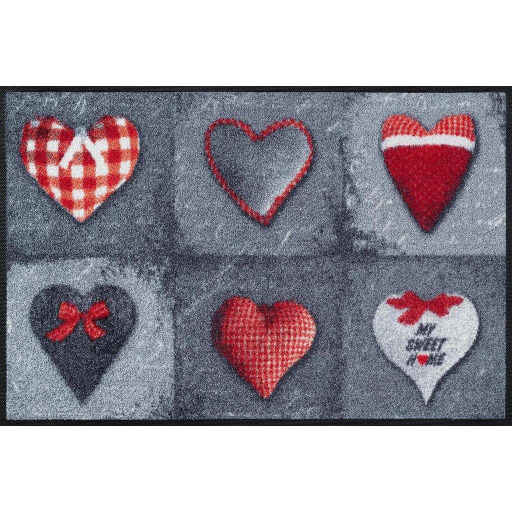 FUßMATTE 50/75 cm Graphik Grau, Rot