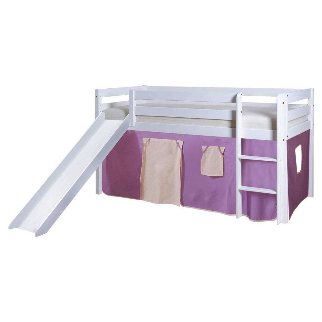 SPIELBETT Kiefer massiv 90/200 cm Lila, Weiß, Beige