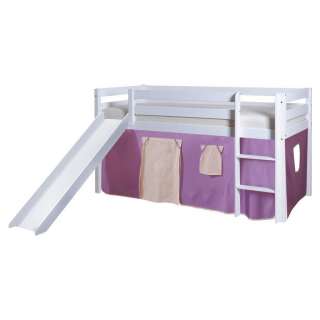 SPIELBETT Kiefer massiv 90/200 cm Lila, Weiß, Beige