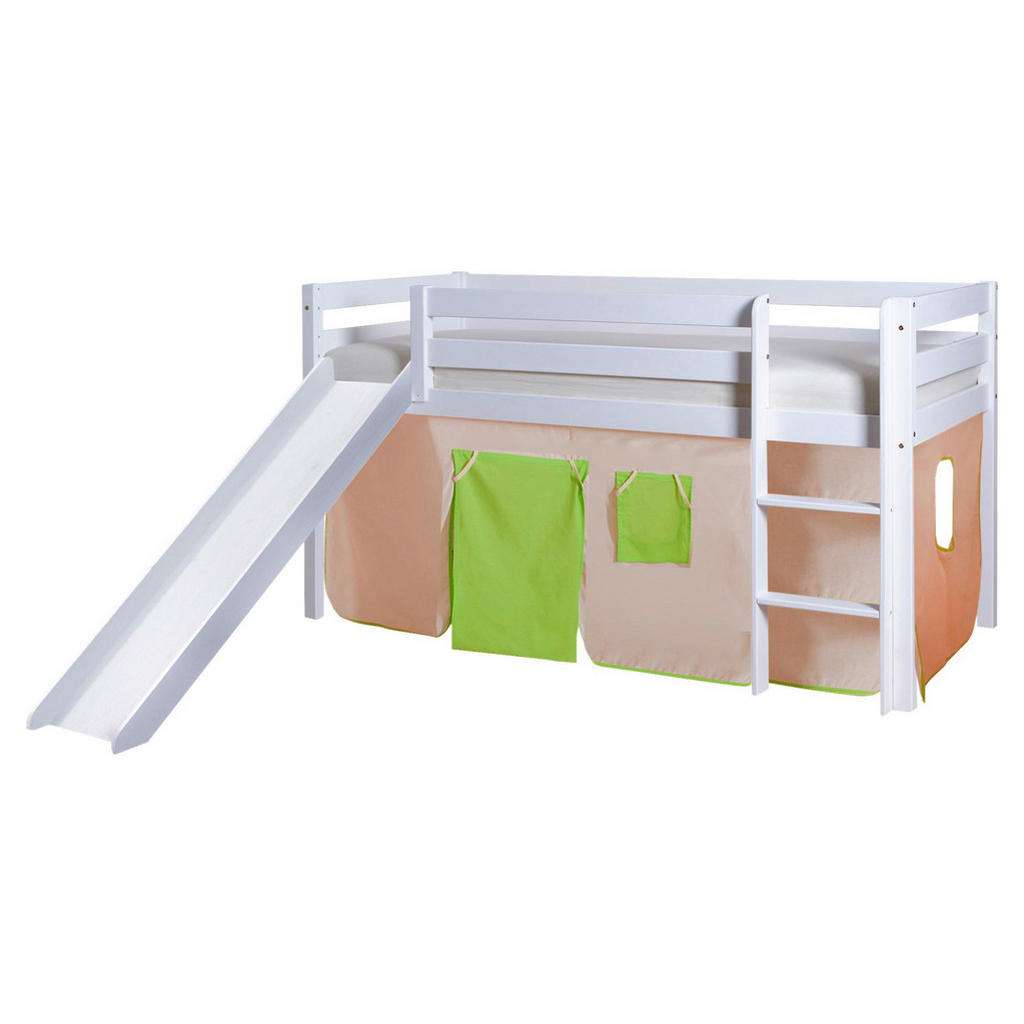 SPIELBETT Kiefer massiv 90/200 cm Grün, Weiß, Beige