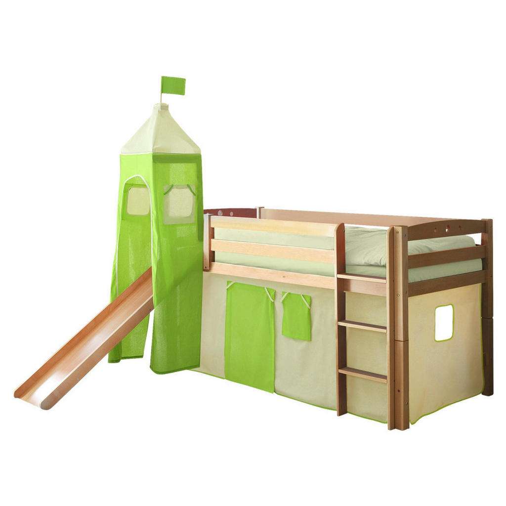 SPIELBETT Buche massiv 90/200 cm Grün, Naturfarben, Beige