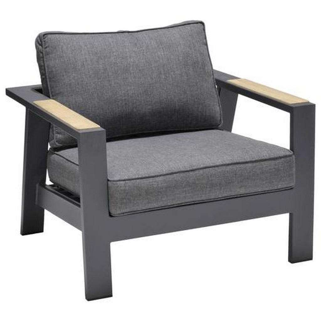 LOUNGESESSEL Grau, Dunkelgrau, Teakfarben Aluminium