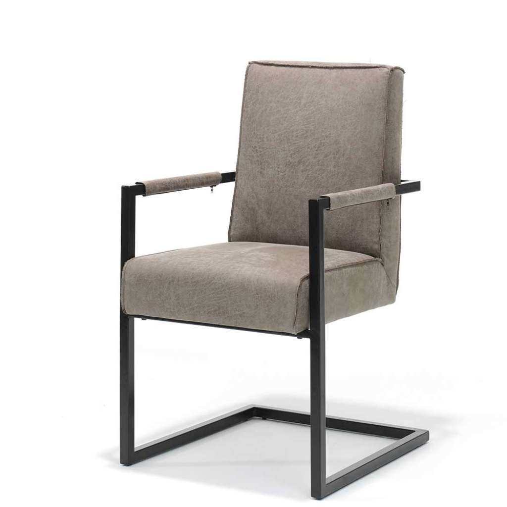 Freischwinger Sessel in Grau Kunstleder Metallgestell (2er Set)