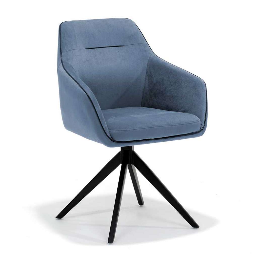 Drehbarer Armlehnenstuhl in Blaugrau Samt modern
