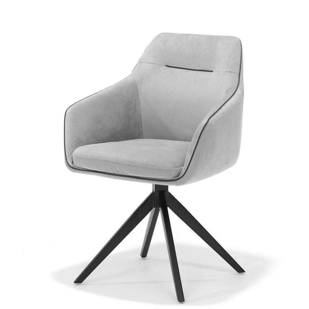 Armlehnen Polsterstuhl in Grau Microfaser drehbar