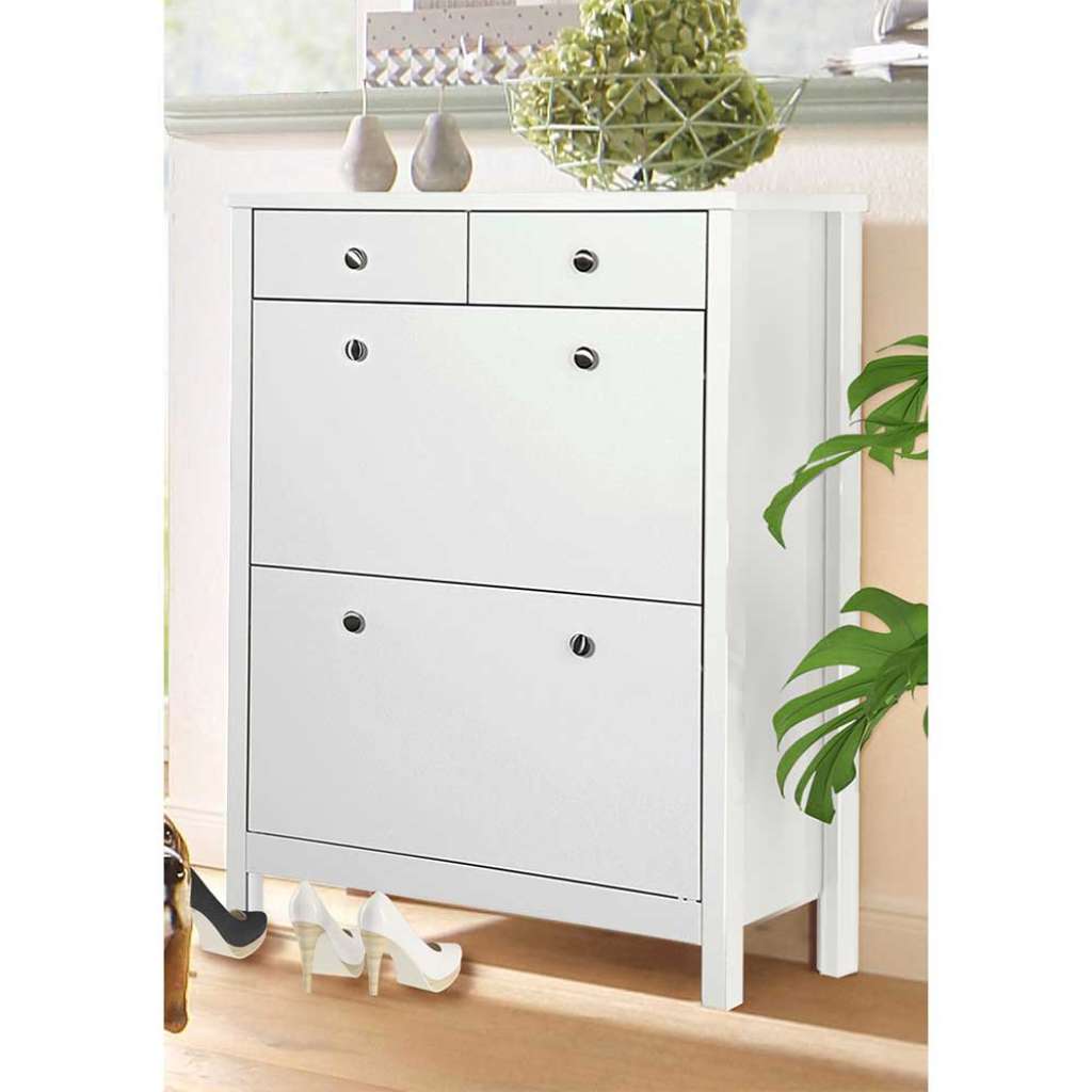 Schuh Klappenschrank in Weiß 80 cm breit