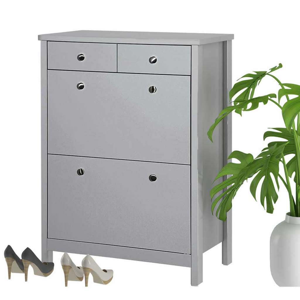 Garderobenschuhschrank in Grau 80 cm breit