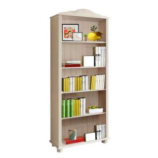 Landhaus Bücherregal in Weiß lasiert Kiefer Massivholz