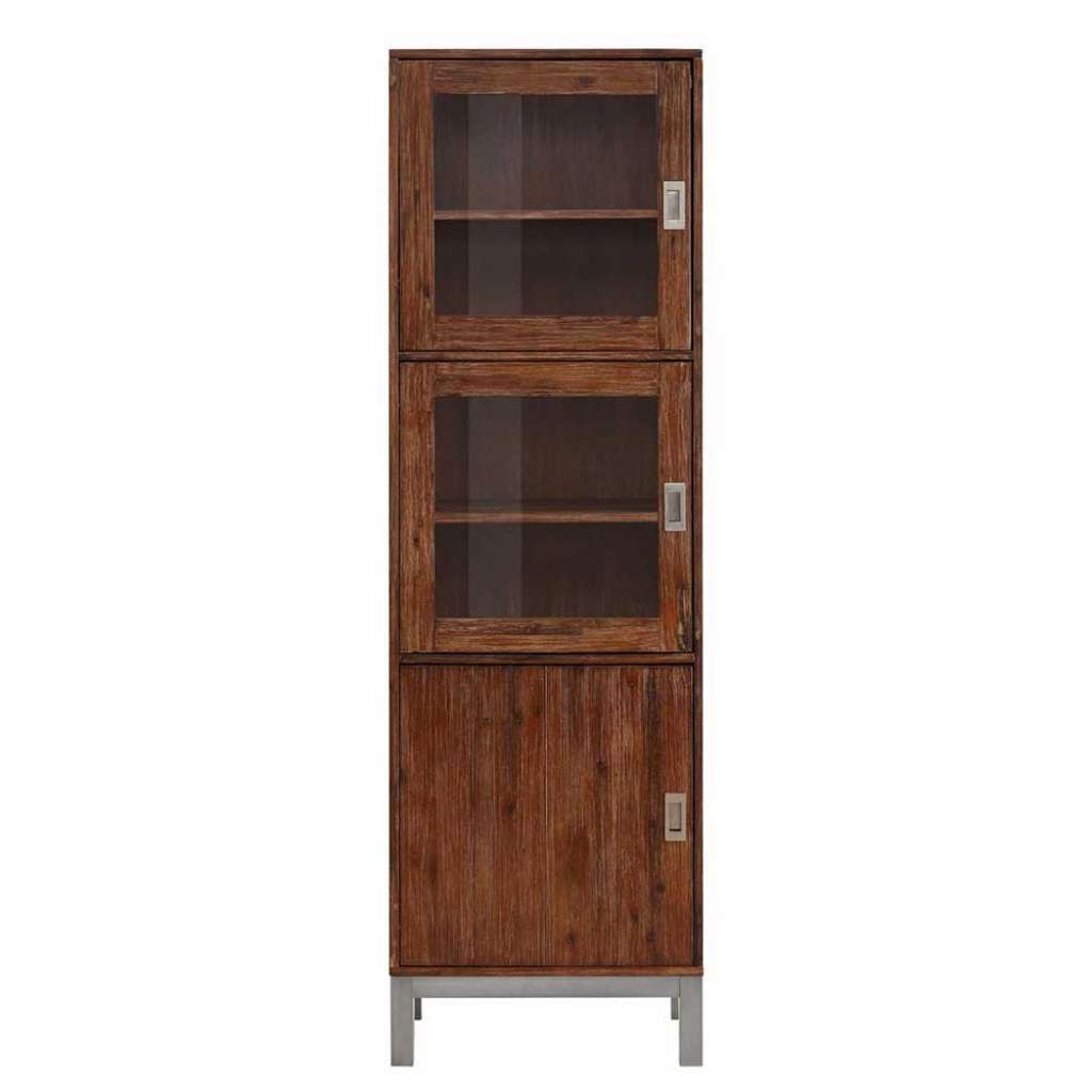 Schrank Vitrine aus Akazie Massivholz Skandi Design