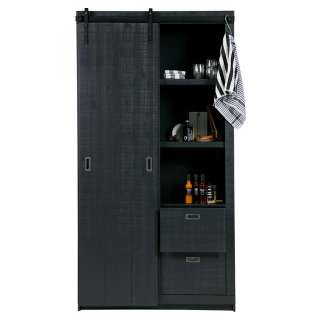 Wohnzimmerschrank in Schwarz Kiefer teilmassiv 230 cm hoch