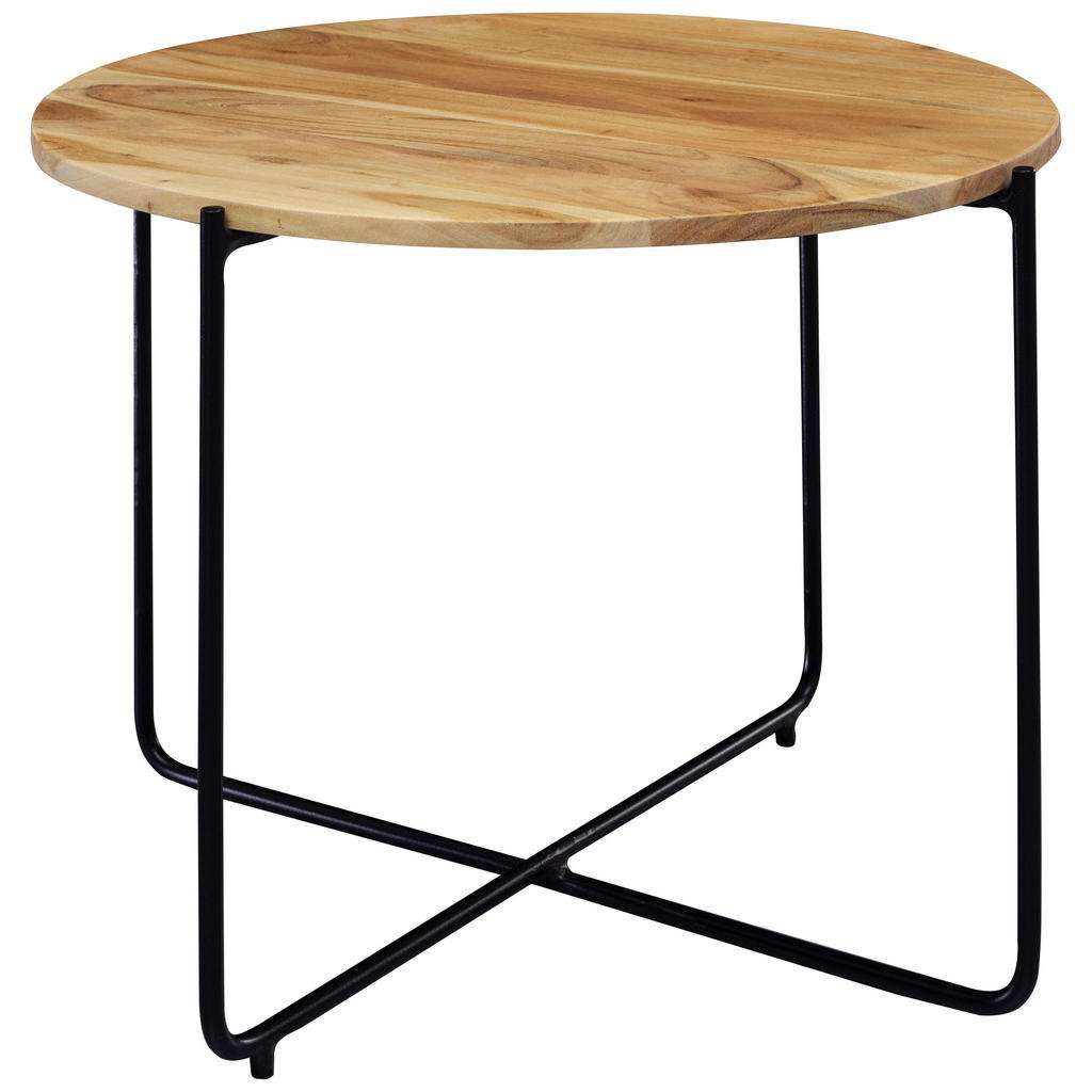 COUCHTISCH Akazie massiv rund Akaziefarben