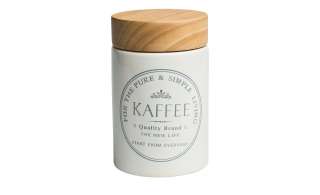 KHG Aufbewahrungsdose Kaffee ¦ weiß ¦ Steinzeug, Holz ¦ Maße (cm): H: 16 Ø: 10 Küchenzubehör & Helfer > Vorratsbehälter - Höffner