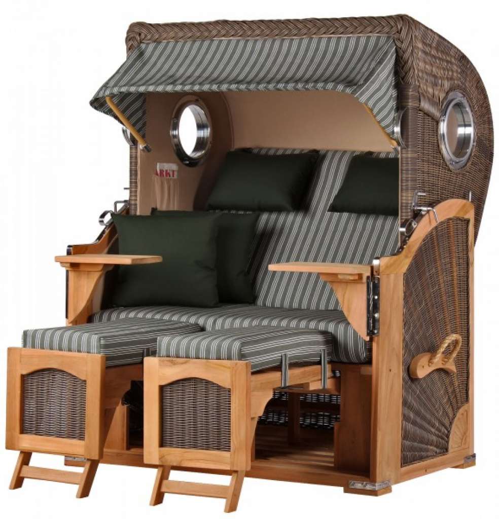 Strandkorb Rantum Teak PE grey Dessin 504