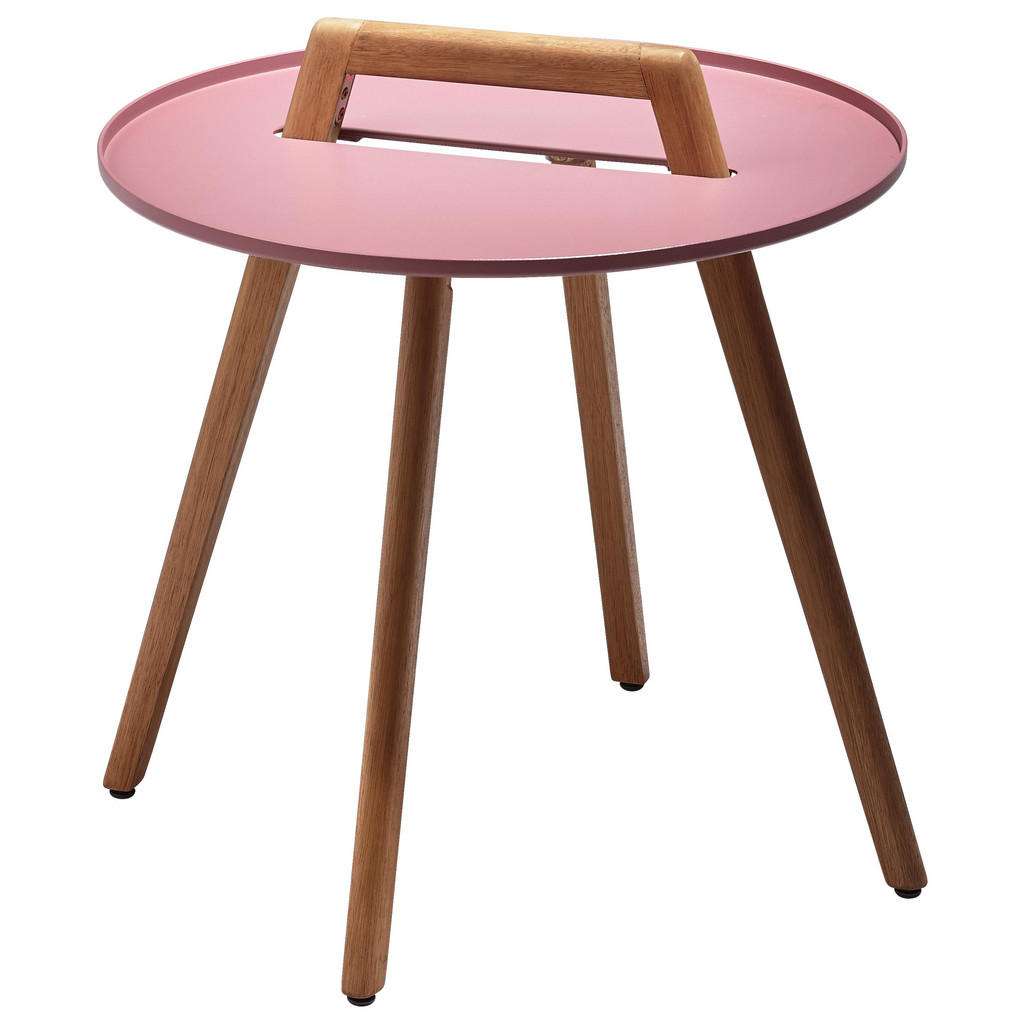 BEISTELLTISCH Eukalyptusholz Hartholz rund Rosa, Teakfarben