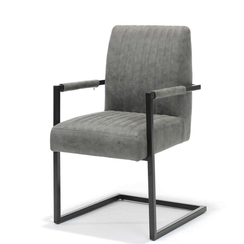Armlehnen Schwingstühle in Grau Microfaser Metallgestell (2er Set)