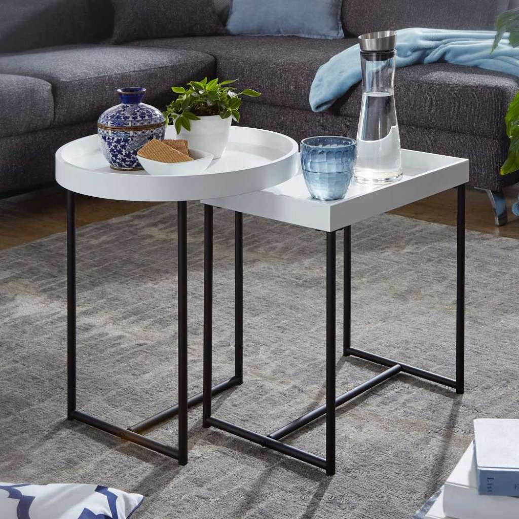 Couchtisch Set in Weiß und Schwarz modern (2-teilig)