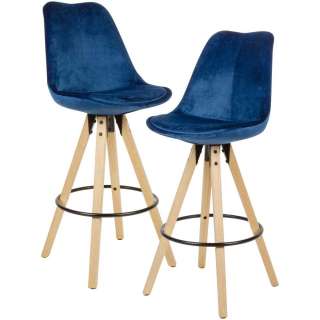 Barstühle in Dunkelblau Samt modern (2er Set)