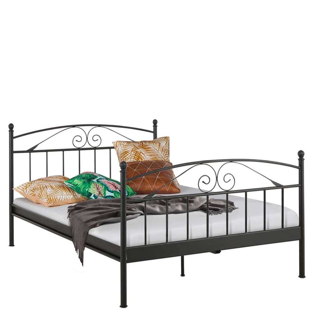 Futonbett in Schwarz Metall