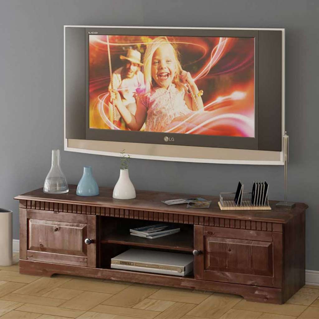 TV Unterschrank in Wengefarben Kiefer Massivholz