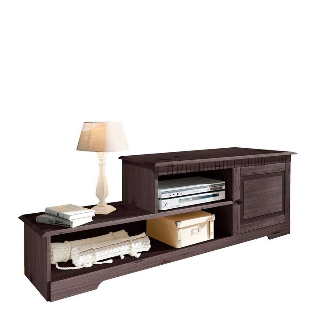 TV Unterschrank in Wengefarben Kiefer Massivholz