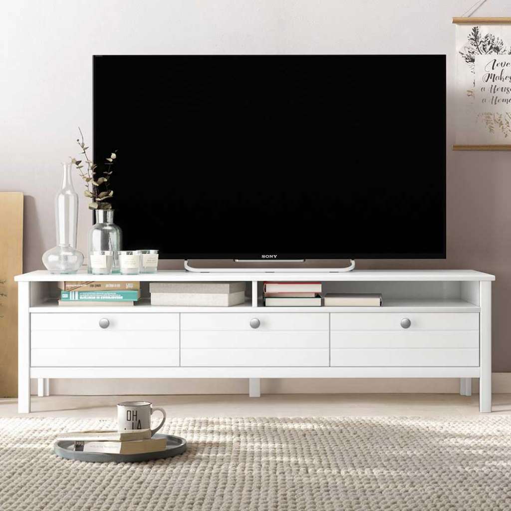 TV Board in Weiß Skandi Design