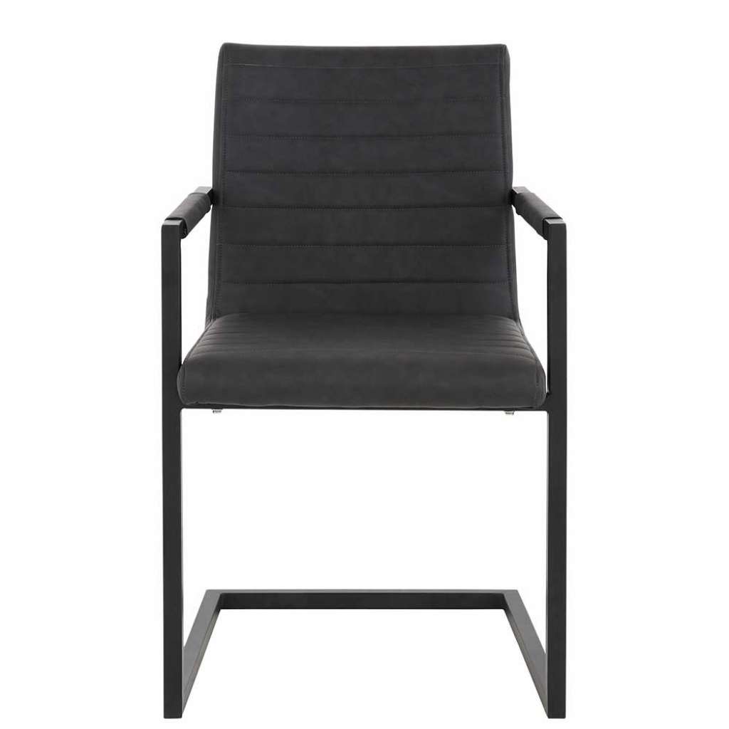 Armlehnen Freischwinger in Dunkelgrau Kunstleder Industriedesign (2er Set)