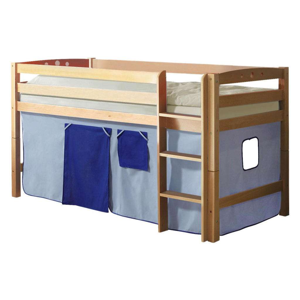 HOCHBETT Buche massiv 90/200 cm Hellblau, Dunkelblau Naturfarben