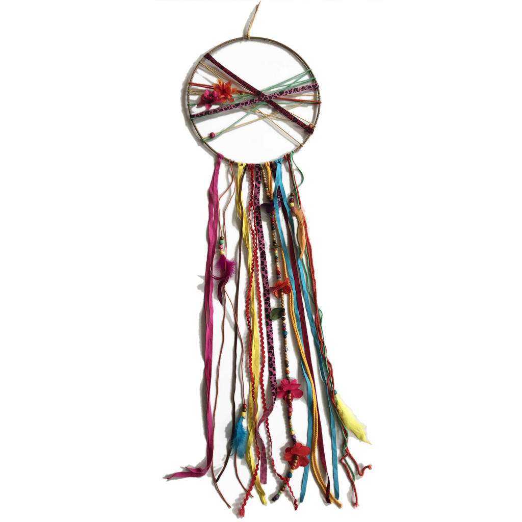 TRAUMFÄNGER Holz, Textil, Fell