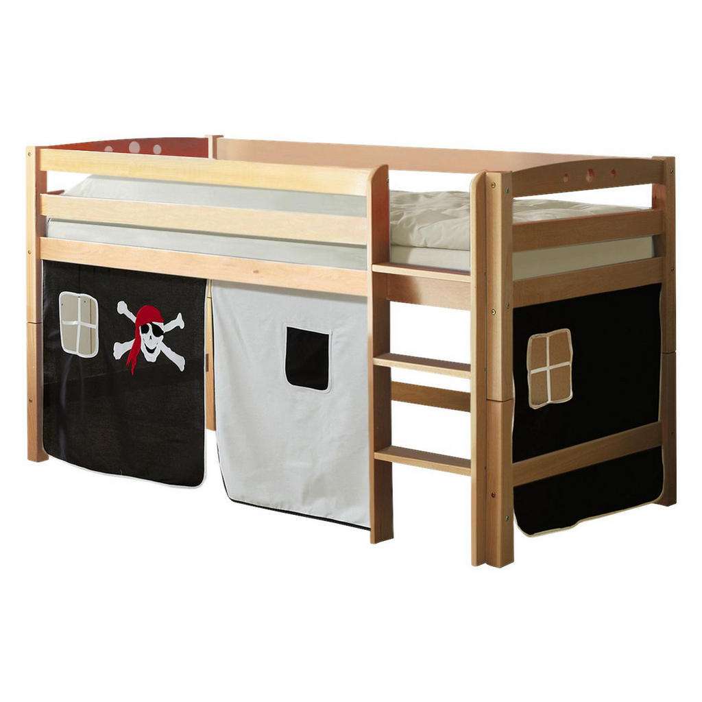 HOCHBETT Buche massiv 90/200 cm Schwarz, Weiß Naturfarben