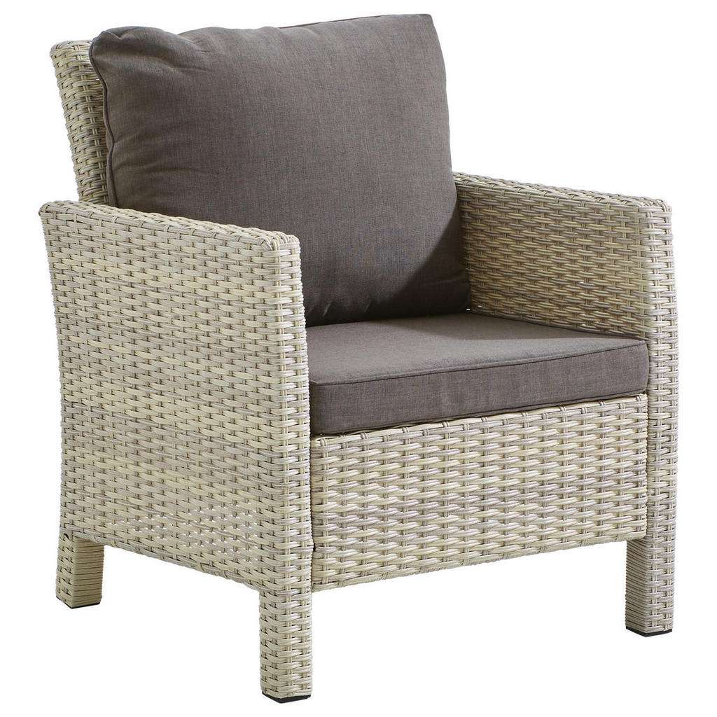 LOUNGESESSEL Braun, Beige Kunststoffgeflecht Aluminium