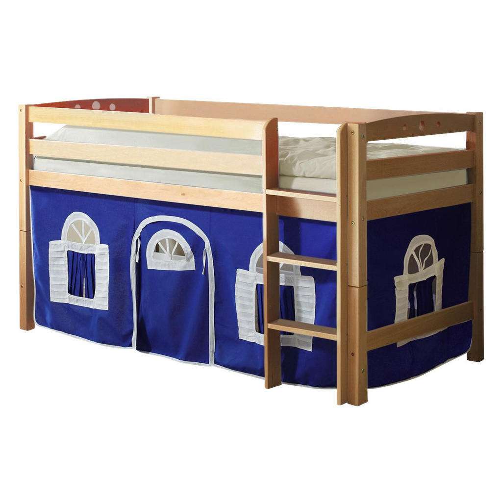 HOCHBETT Buche massiv 90/200 cm Blau, Weiß Naturfarben