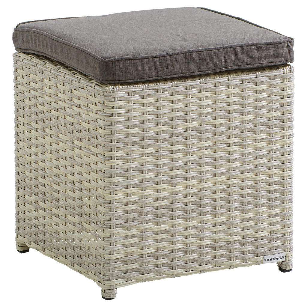 LOUNGEHOCKER Braun, Beige Kunststoffgeflecht Aluminium