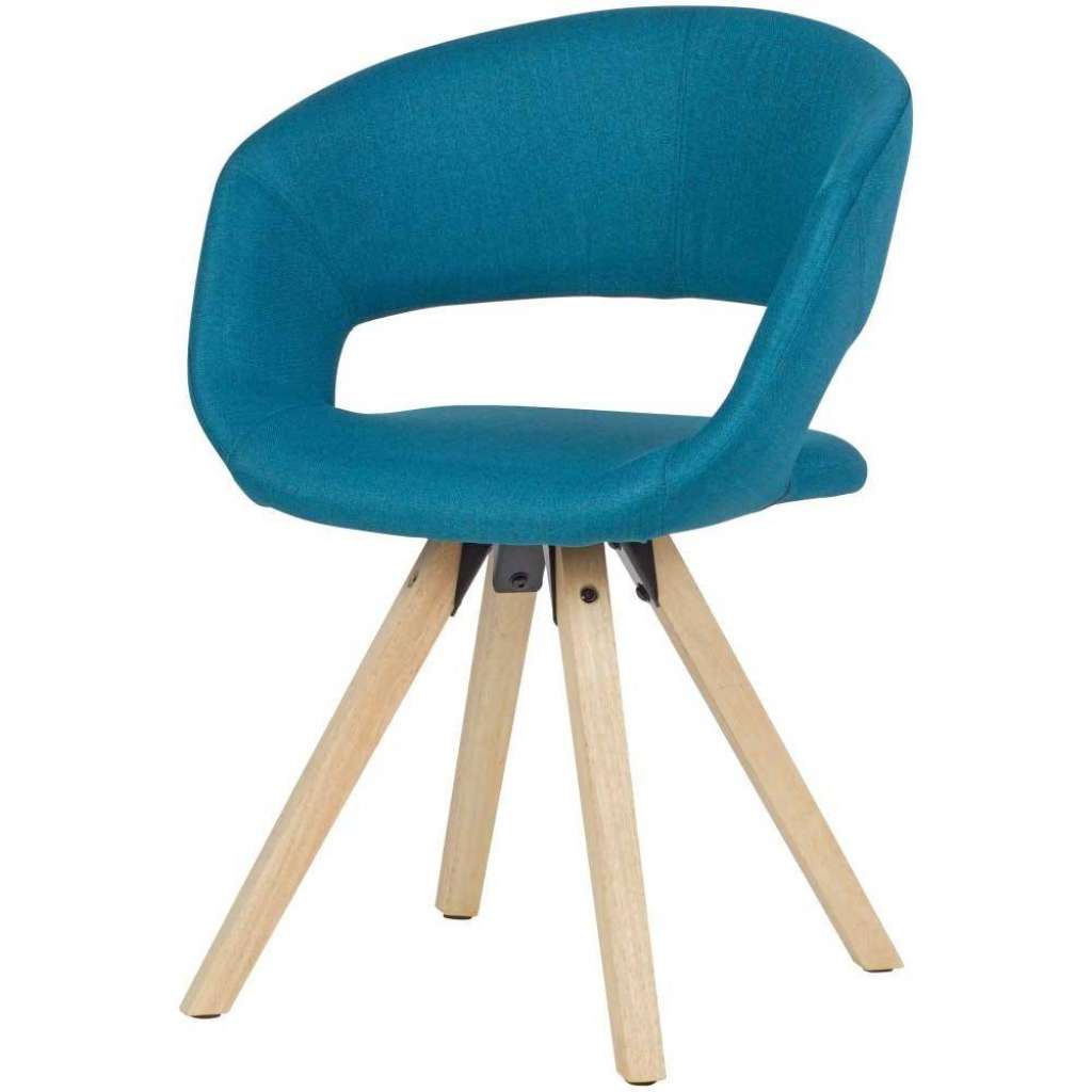 Esszimmerstuhl in Petrol Webstoff offener Rückenlehne