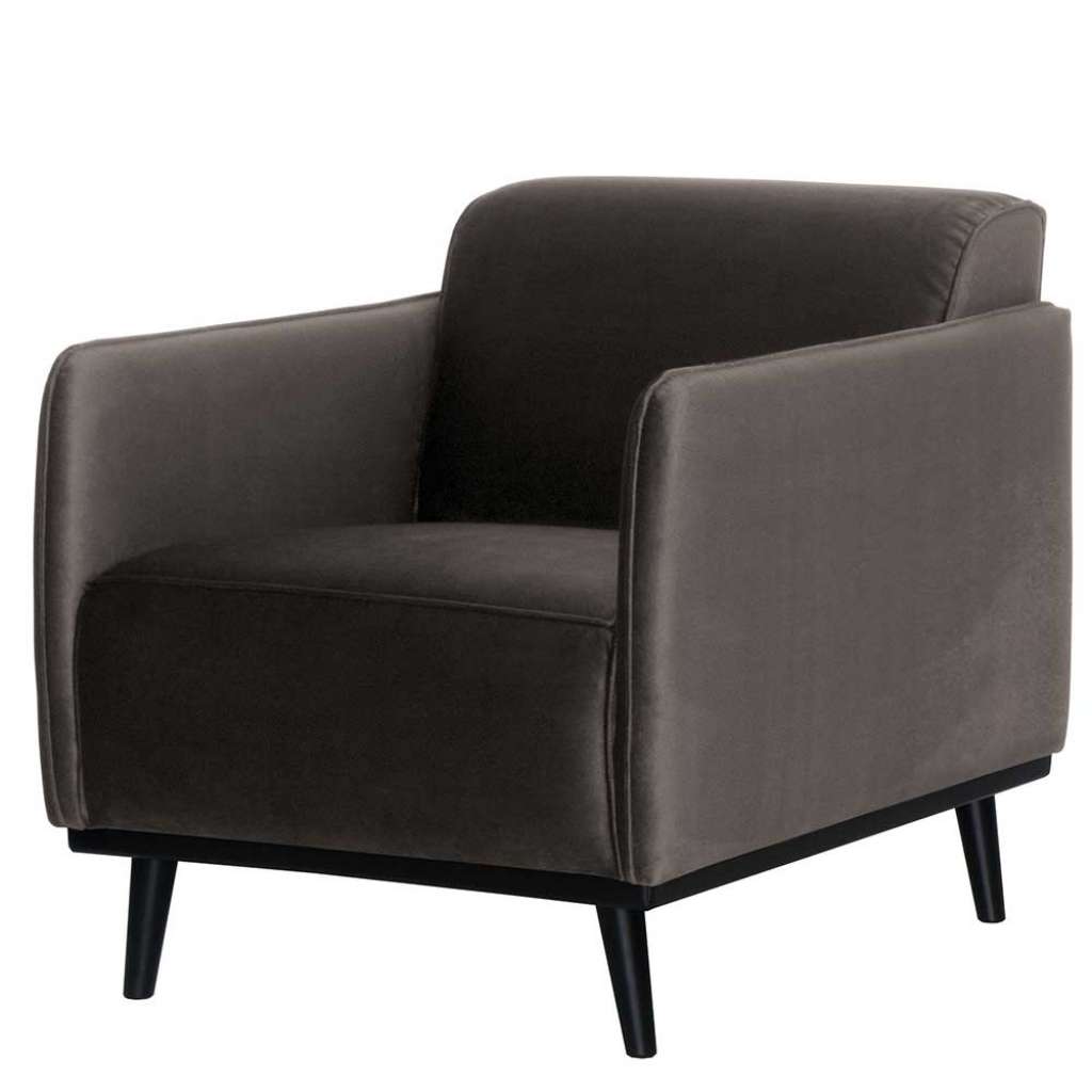 Retro Polstersessel in Taupe Samt 60 cm Sitztiefe
