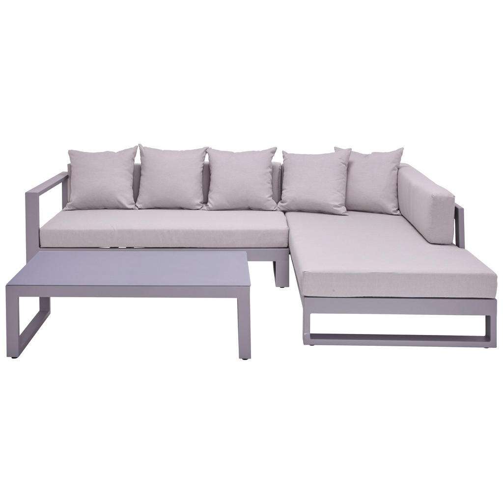 LOUNGEGARNITUR Hellgrau Aluminium