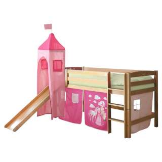 SPIELBETT Buche massiv 90/200 cm Naturfarben, Pink