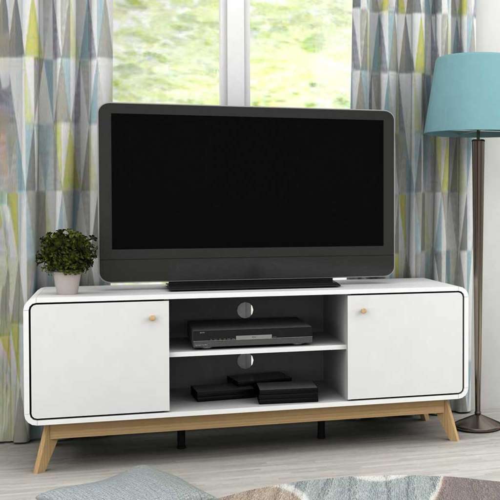 Fernsehunterschrank in Weiß Skandi Design
