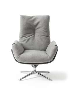 Cor - CORDIA Lounge Drehsessel Korpus Leder, Kissen Leder - anthrazit - indoor